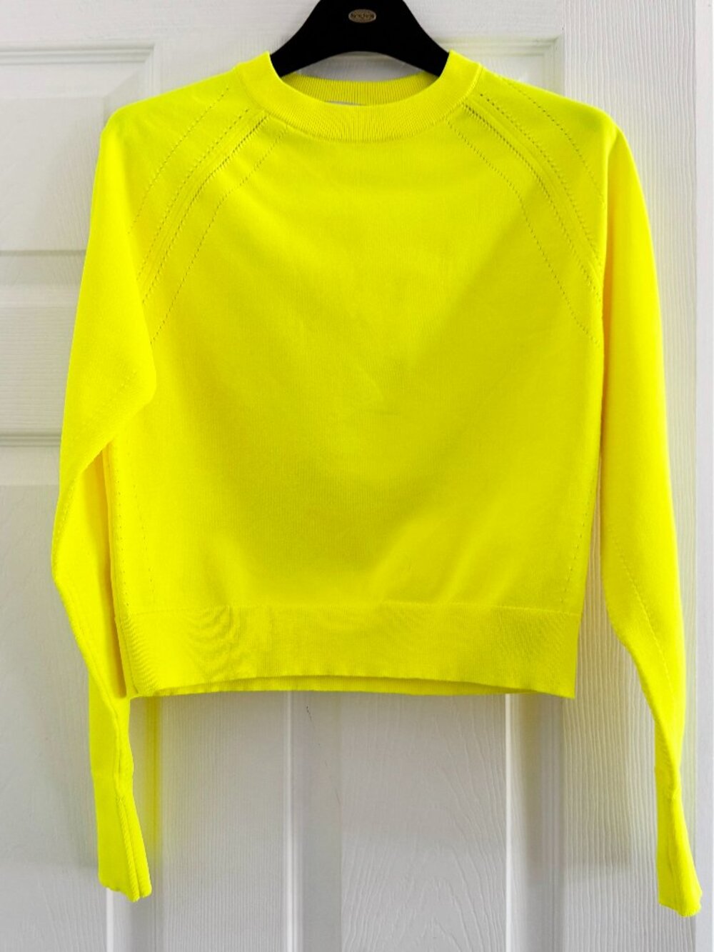 Molly Goddard Crew Neck Knit in Neon Yellow, size Small